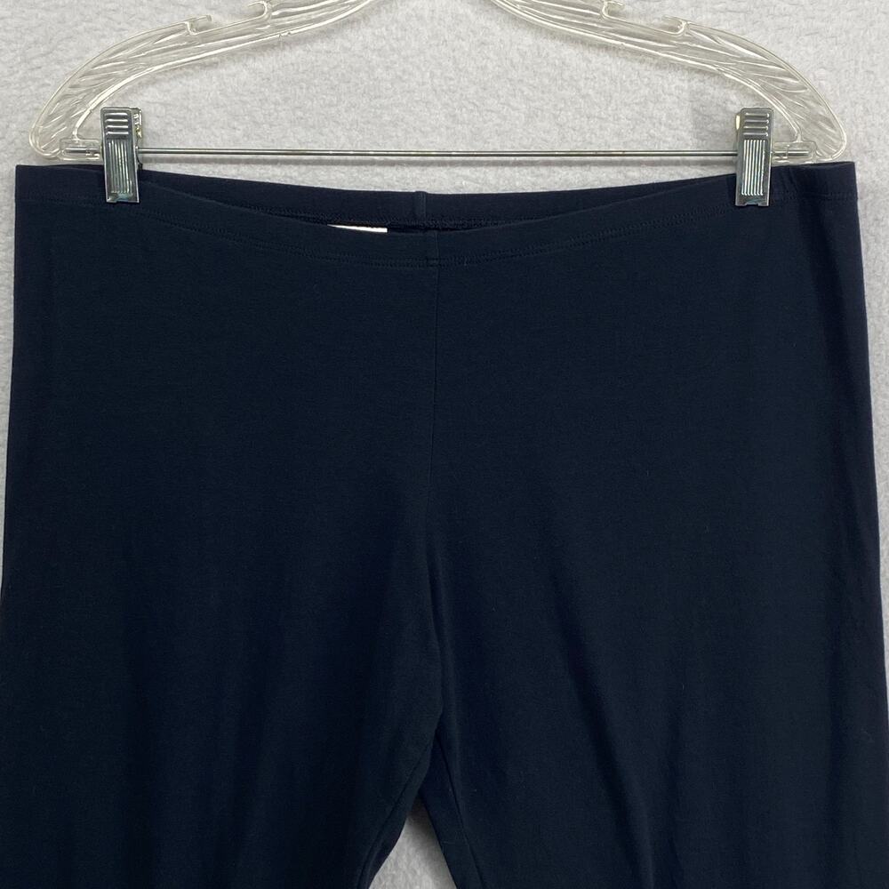 EILEEN FISHER Leggings L Organic Cotton Stretch Jersey Cropped Pull On Black USA - Picture 4 of 11